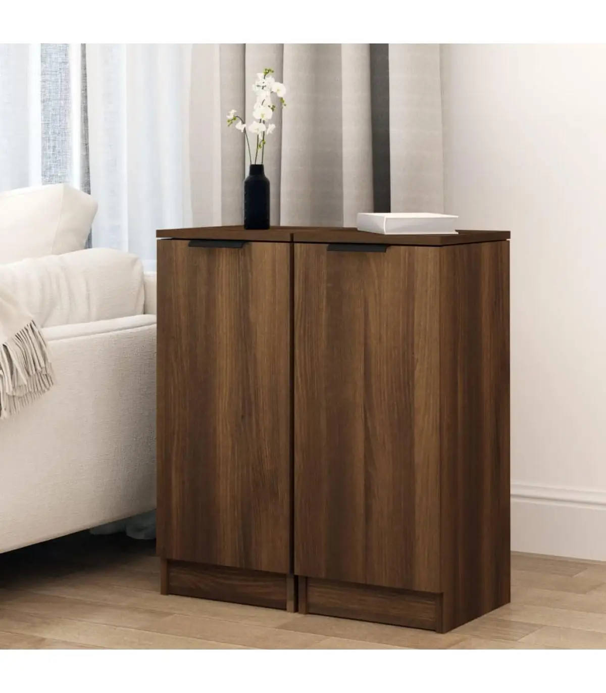 Sideboards 2 PAs brown oak plywood 30x30x70 cm