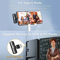 New Wireless Lavalier Microphone Portable Audio Video Recording Mini Microphone for iPhone Android PC Camera Live Gaming Phone 4