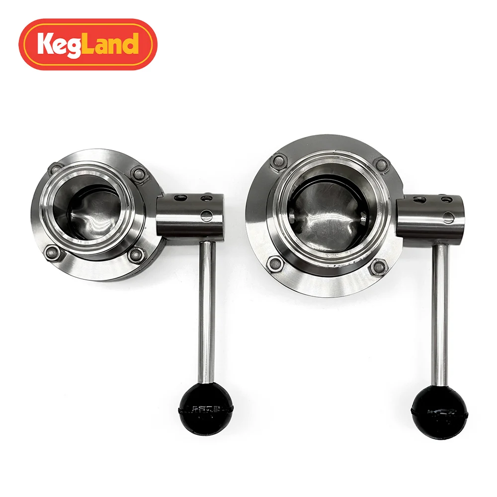 KegLand Sanitary 1.5/2 Inch Tri Clover Butterfly Valve Stainless Steel Adaptor Commercial Craft Brewing Home Brew