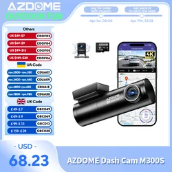 AZDOME M300S Dash Cam 4K ADAS Built-in WIFI GPS Car Camera WDR Night Vision Voice Control Car DVR Recorder Front and Rear Cam