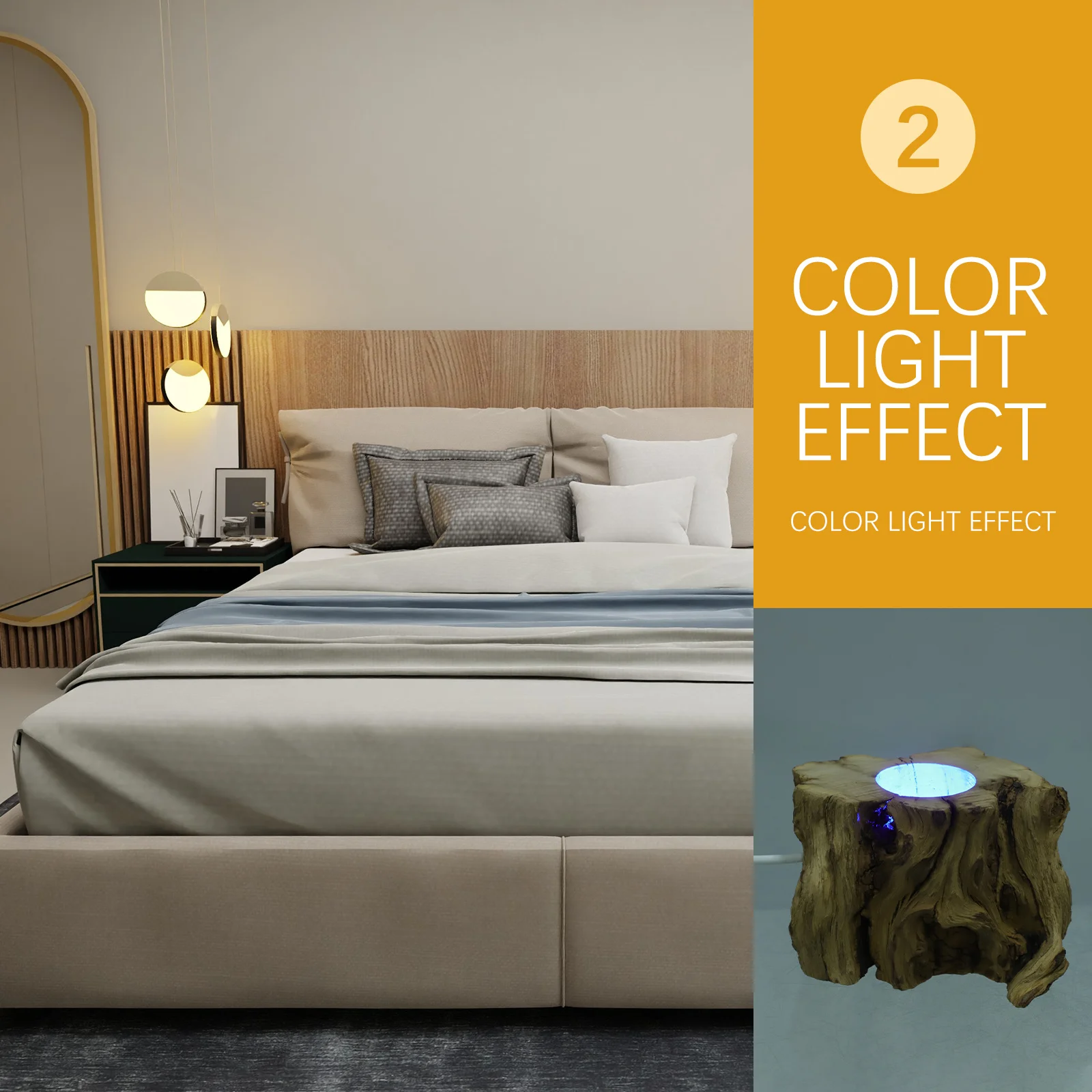 

Stump Design LED Light Base Crystal Ball Stand USB Night Light Wooden Display Decorative Desktop Ornament Stump Stand