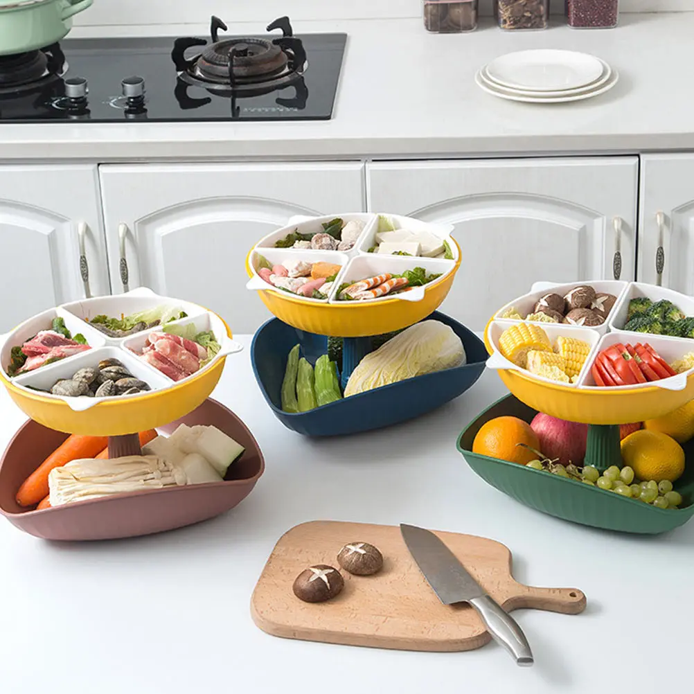 

Hotpot Drain Basket Multifunctional Food Container Snack Home Plastic Creative Fruit Rotatable Kitchen Supply