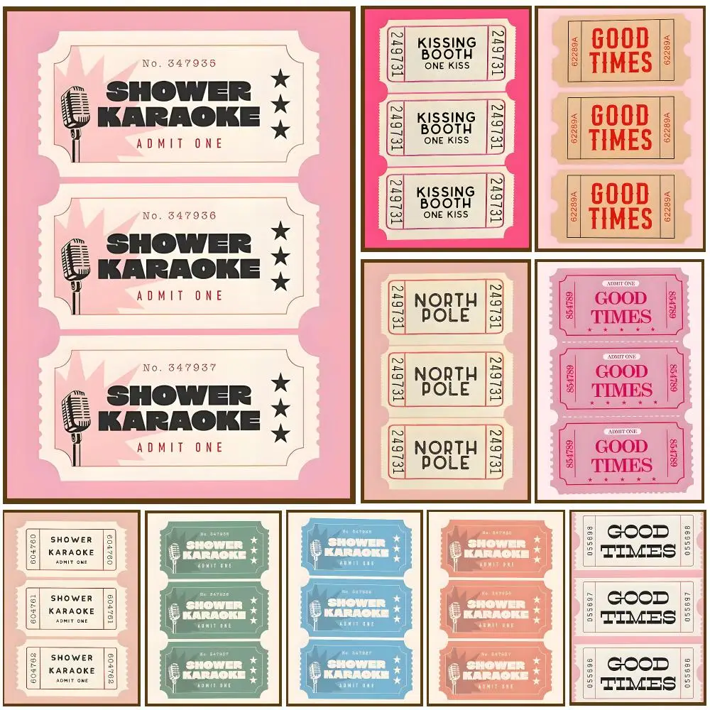 Retro Shower Karaoke Ticket Bathroom Poster Wall Stickers Self Adhesive Painting Art Decals for Bedroom Living Room Home Decor