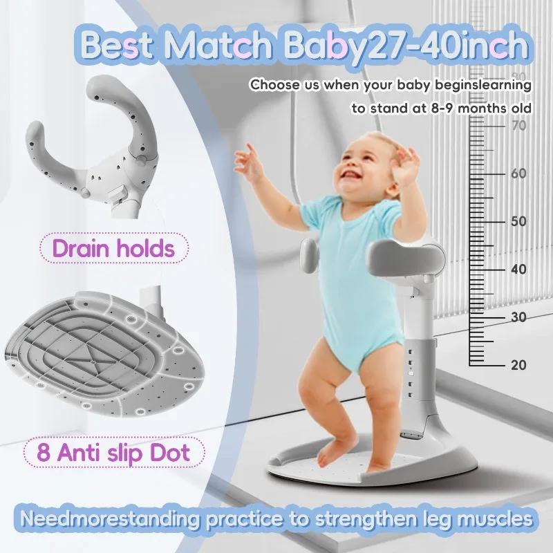 Foldable Baby Standing Shower Stand - Kids Portable Rinsing Washing Station Non-Slip Bath Seat for Infant Toddler Bathtub Safety view 3