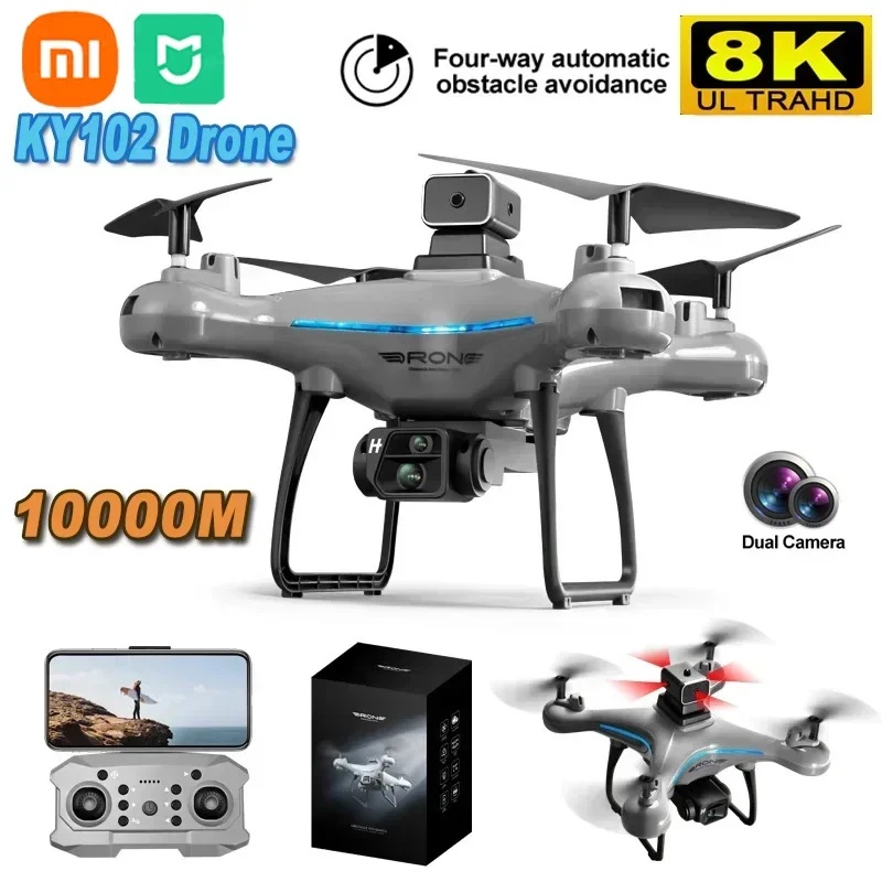 Dla Xiaomi KY102 Drone 8K profesjonalna podwójna kamera HD fotografia lotnicza unikanie przeszkód optyczna czteroosiowa zabawka RC Aerocraft