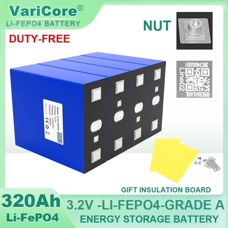 Grade A 3.2V 320Ah Lifepo4 Rechargeable Battery Lithium Iron Phosphate Travel Solar RV Campers Cell 12v 24v batteries Tax Free