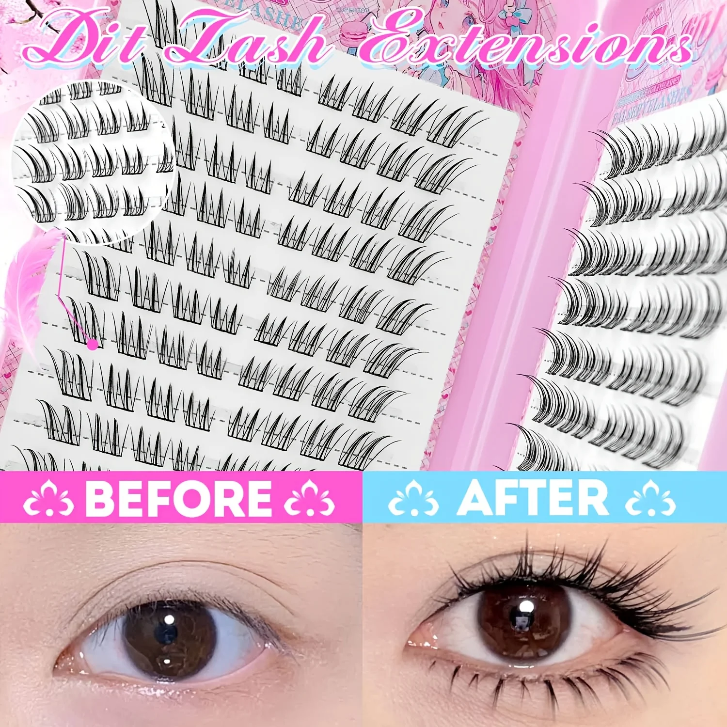 Natürliche Fox-Eye-Wimpern ohne Kleber, einfache Anwendung, anfängerfreundlich, weich, wiederverwendbar für das tägliche Make-up – Detail 2