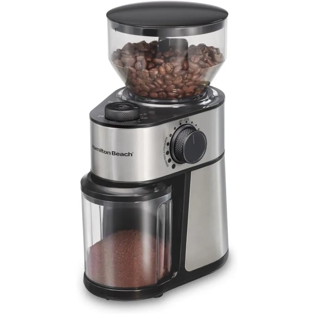 

Electric Burr Coffee Grinder with 18 Settings, Large 16oz Hopper for 2-14 Cups, Stainless Steel Design