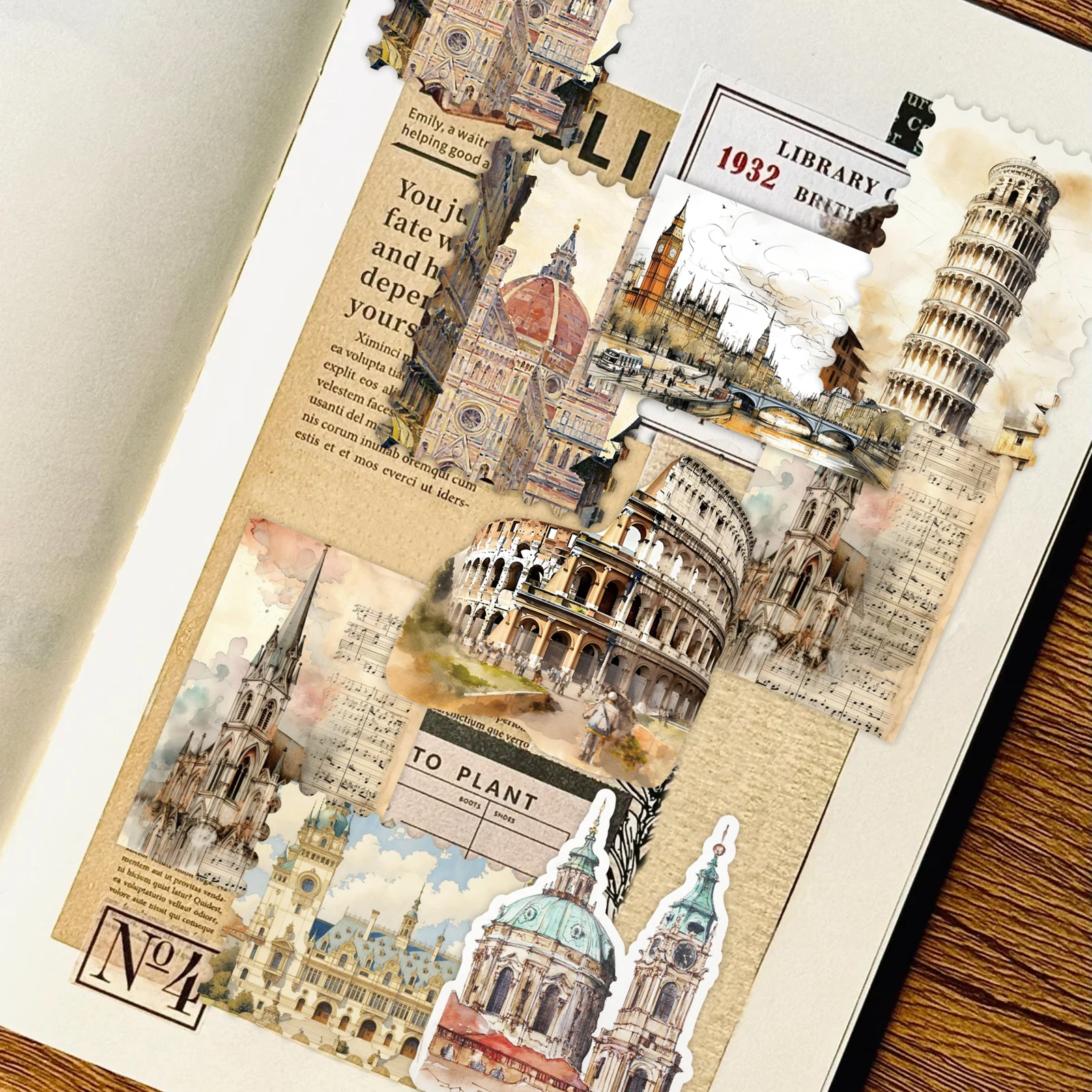 50 Stück Retro-Aufkleber, Weltreise, berühmte Architektur-Aufkleber für Gepäck, Wasserflasche, Laptop, Fahrrad, Koffer, Sammelalbum – Detail 4