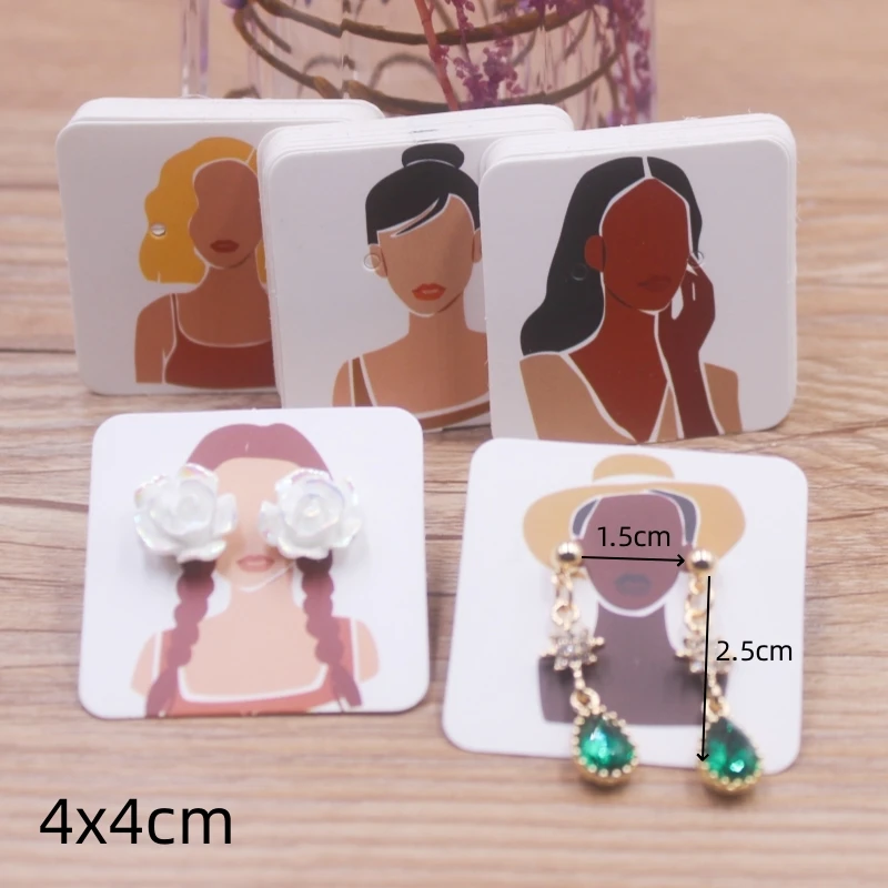 

100pcs 4 x4cm new luxury brand jewelry pearl powder paper display earring cards, earrings, earring packaging label cards