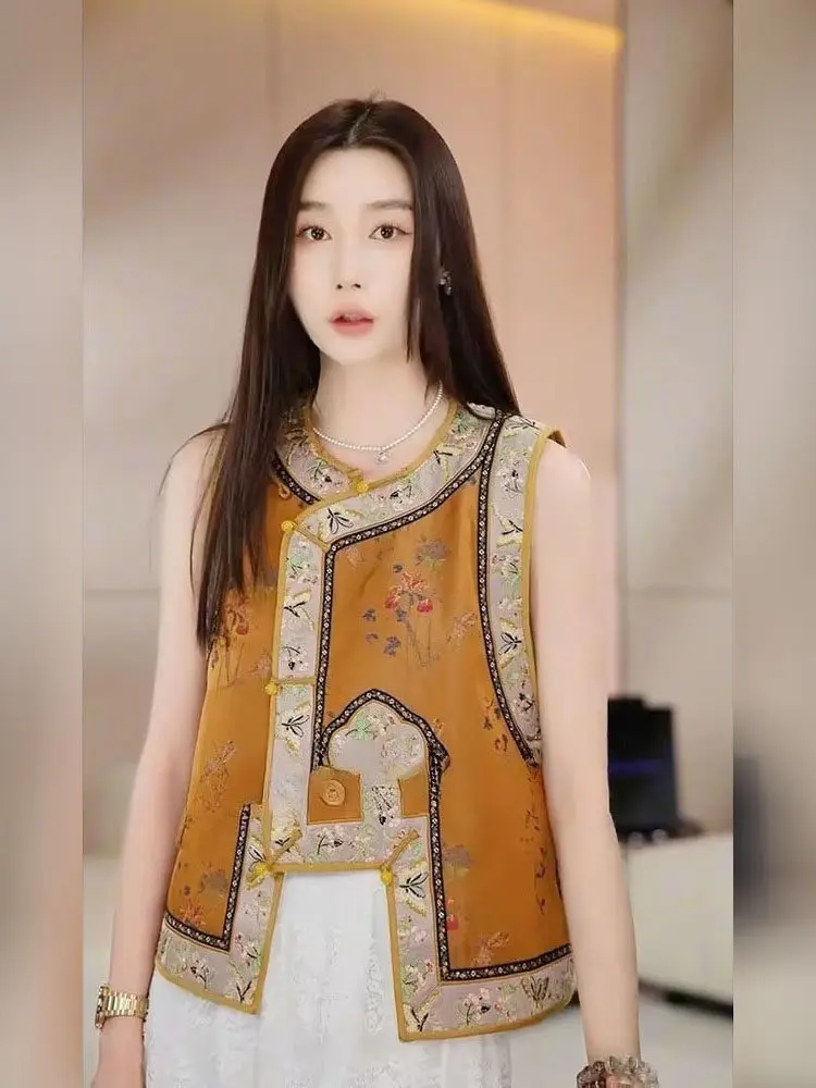 

New Chinese Sle Embroidered Vest Women's Spring 2026 New Song Jin Zen Meaning Unique High-End Sensation Beautiful Top