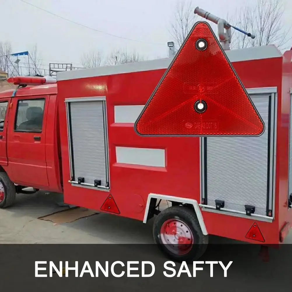 Red Trailer Triangle Reflectors Rear Reflectors Back Strips Marker Warning Reflective Sign Warning Light for Truck Plate Auto