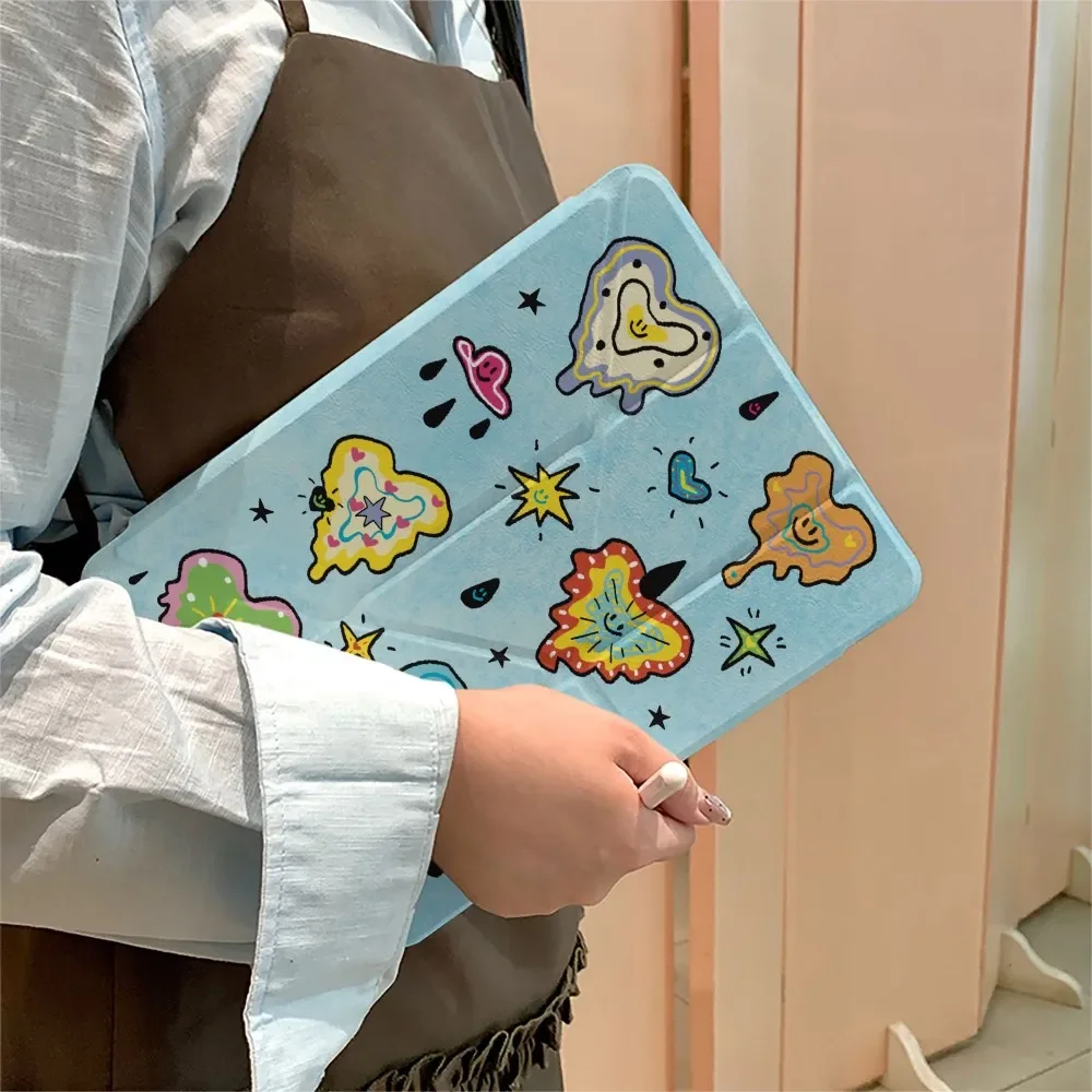 

Ins Cute Graffiti Heart Y2K Tablet Case For iPad Pro 11 12.9 13 M2 M4 M3 M5 Shell 8.3 9.7 10.2 5/6/7/8/9/10/11th Air 4 5 6 Cover