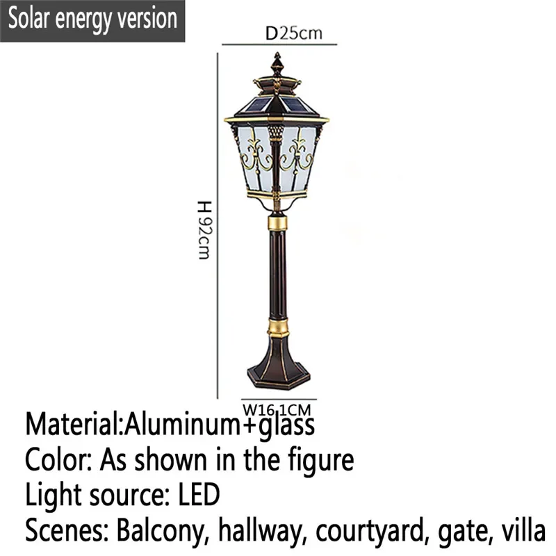 WPD-Lampe LED Solaire d'Extérieur, Imperméable, Luminaire Décoratif de Pelouse, Idéal pour une Villa, un Jardin, une Cour, un Quartier Résidentiel