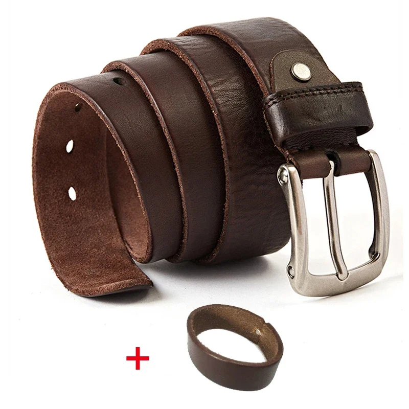 Vintage Genuine Leather Mens Belts Top Layer Leather Casual Male belt Handmade Design Pin Buckle Waistband Cowboy Belt for Men