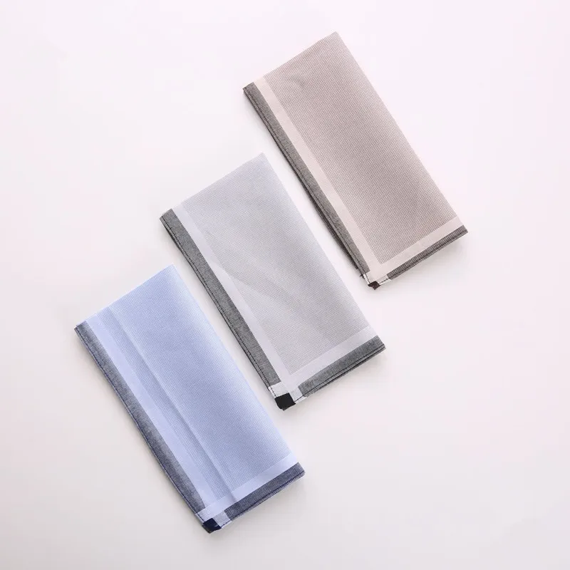 3Pcs 43x43cm Men Casual Pocket Square Scarf Sweat Towel Cotton Handkerchiefs Male Adult Decor Random Color