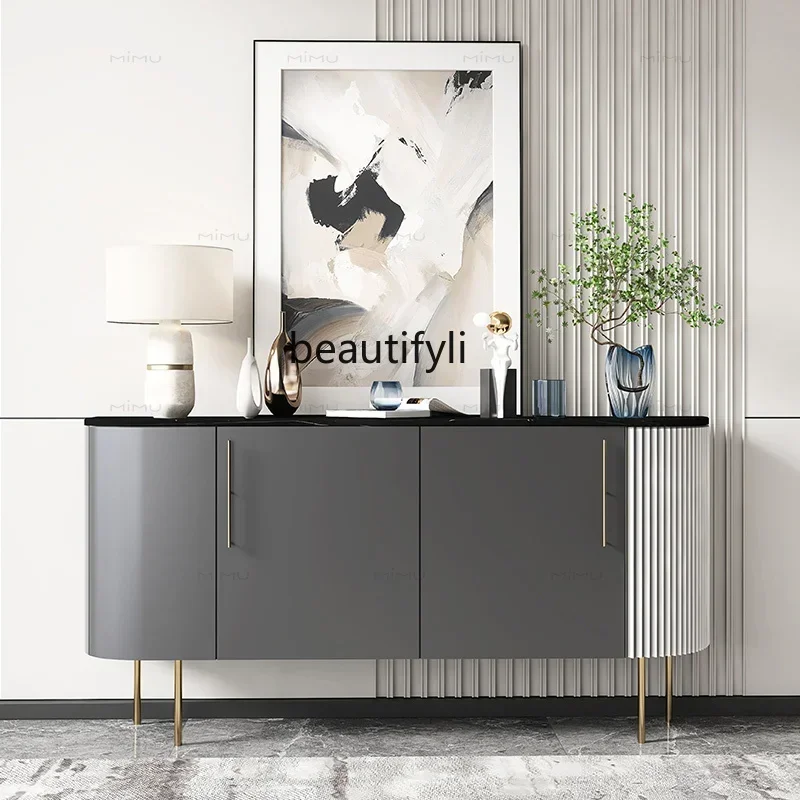 

FAItalian minimalist living room hallway cabinet light luxury solid wood partition against the wall dining side foyer cabinet