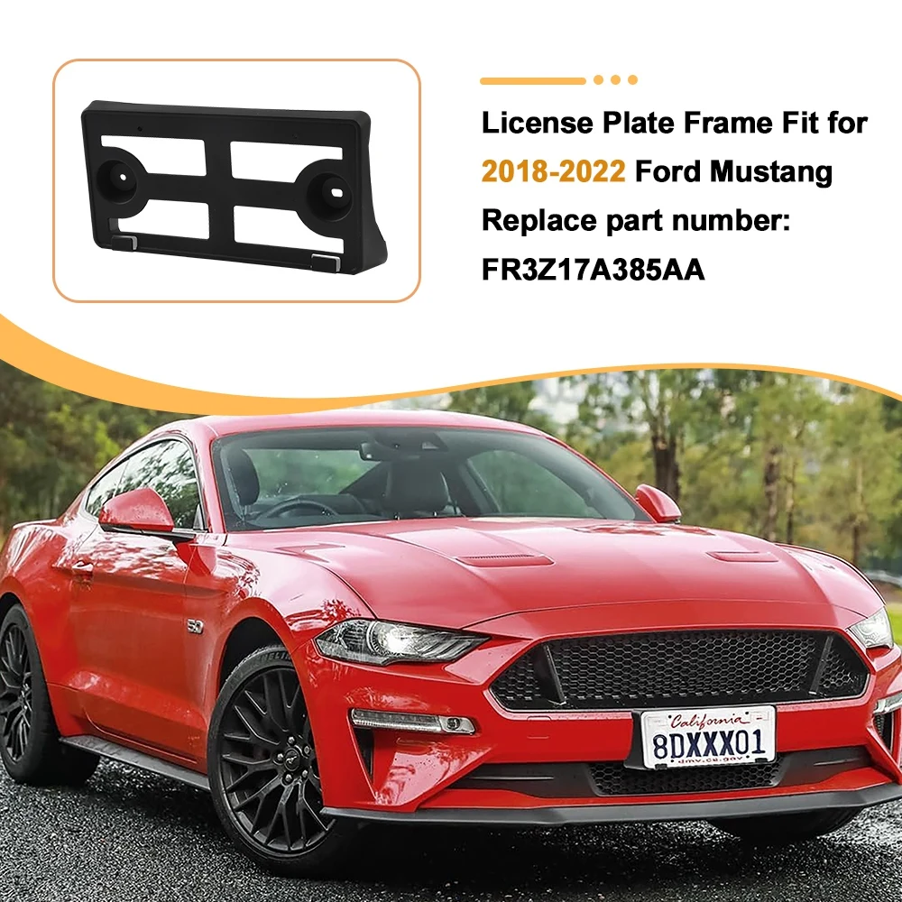 

Рамка номерного знака автомобиля подходит для Ford Mustang 2018-2022, рамка переднего номерного знака, черные автомобильные аксессуары, замена