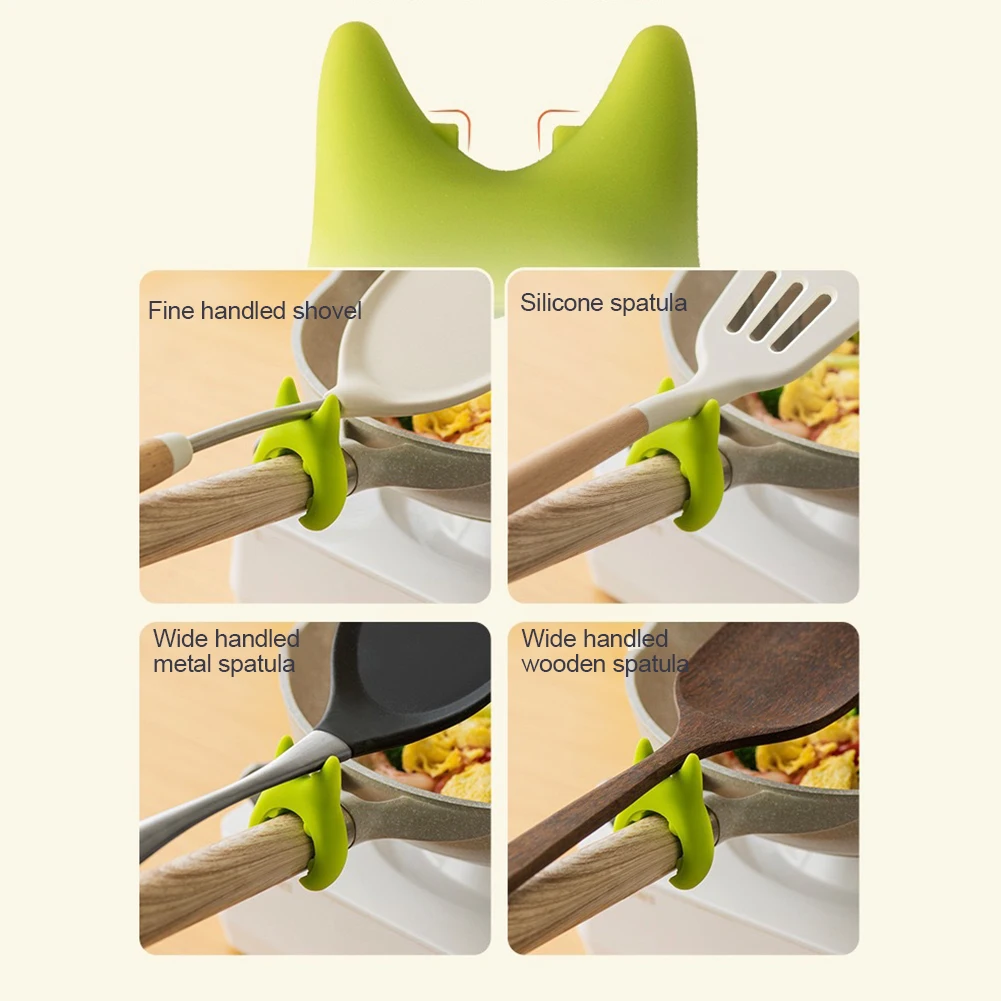 Rak Spatula garpu silikon multifungsi, dudukan Spatula Anti panas dan luapan, perlengkapan dapur setan terintegrasi kreatif