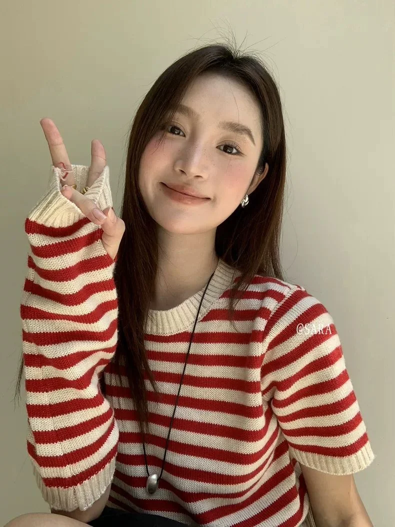 انفصال كم محبوك سترة المرأة المحاصيل متماسكة الخريف Argyle مزدوجة الصدر التلابيب الخامس الرقبة شيك اجتماع الأعمال جميلة #6