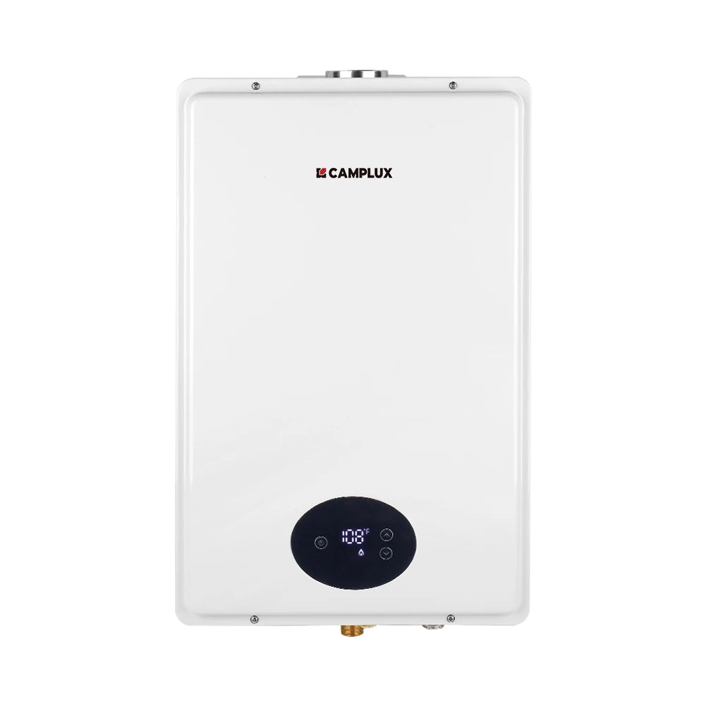 CAMPLUX CA528 5.28GPM 150000BTU Indoor LPG Tankless Hot Water Heater High Flow Instant Heating Compact Design Flue Pipe