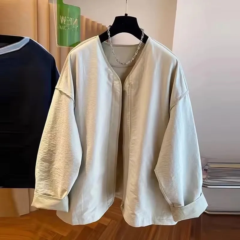 New Korean Version Splicing Short Jacket Women's Spring Autumn Fashion Elegant High-grade Female Coat  Casual Loose Overcoat