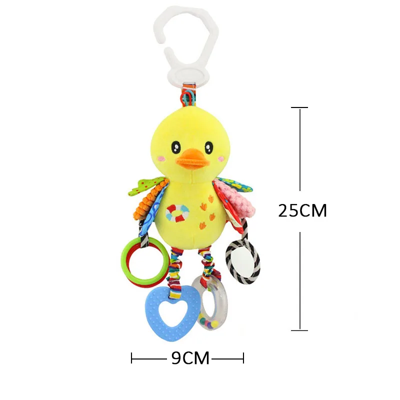 Sonajero de peluche para bebé, juguetes suaves de animales, pato, conejo, mariposa, pájaro, campanas, sonajeros, juguetes con mango para bebé de 0 a 12 meses, mordedor, juguetes para bebé