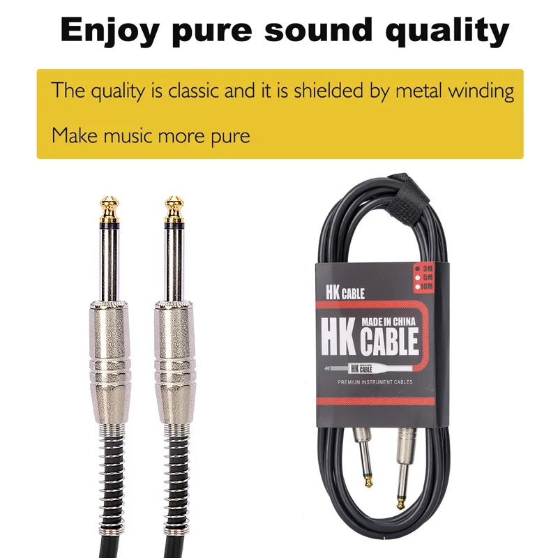 6.35mm Electric Guitar Audio Cable Guitar Bass Connection Cable No Noise Shielded Bass Cable Metal Connector Guitar Accessories