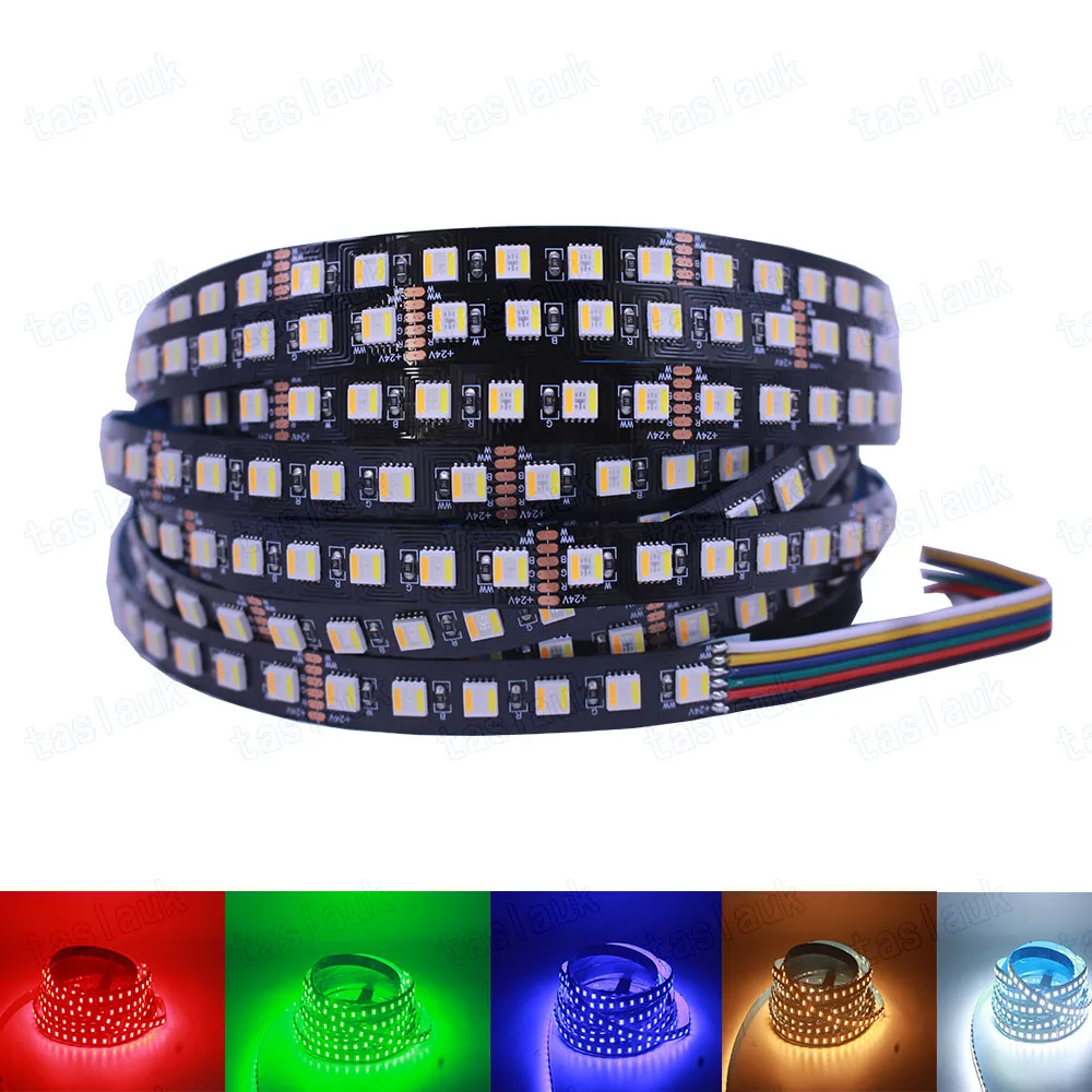 บอร์ด PCB สีขาวดำ5ม. ไฟแถบไฟ LED rgbct 96LEDs /m แถบเทป LED แบบ SMD 5050ไฟตกแต่งวันหยุดไฟสายประดับ24V