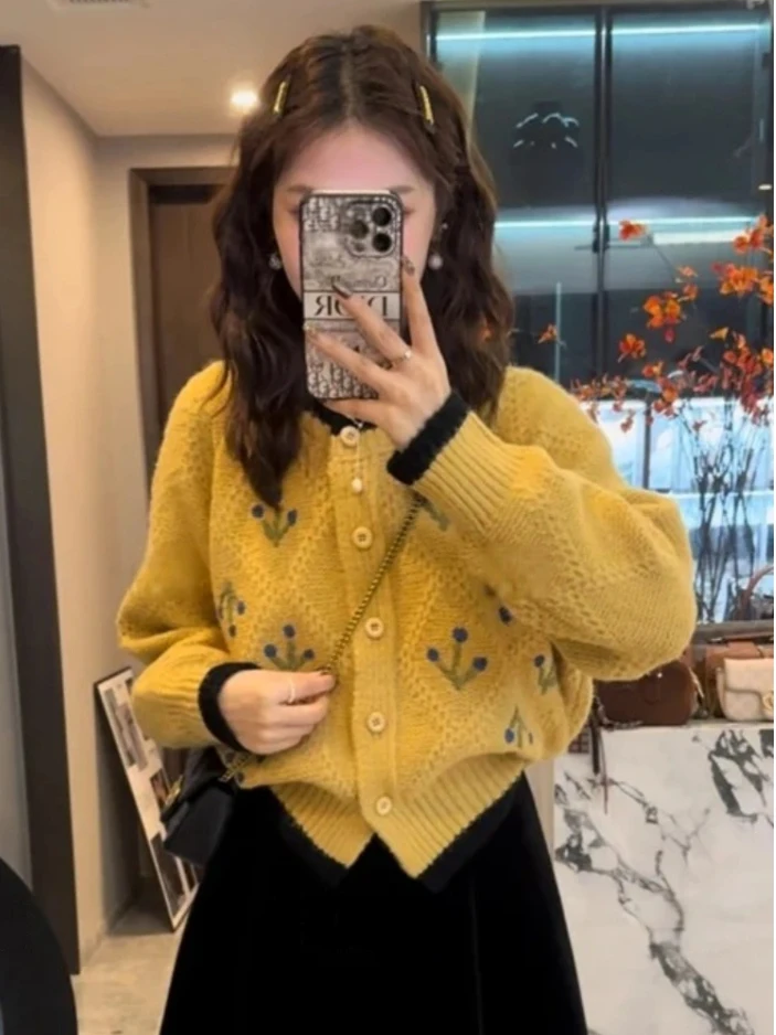

Unique Beautiful Open Cardigan Sweater Women's Loose Fraance Sle Top Autumn Faion Outerwear Ele Casual Knitwear