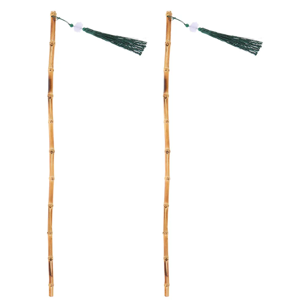 

2 шт. палки для йоги в китайском стиле с кисточками, бамбуковые, для коррекции осанки, тренировки баланса, декоративные палки для танцев