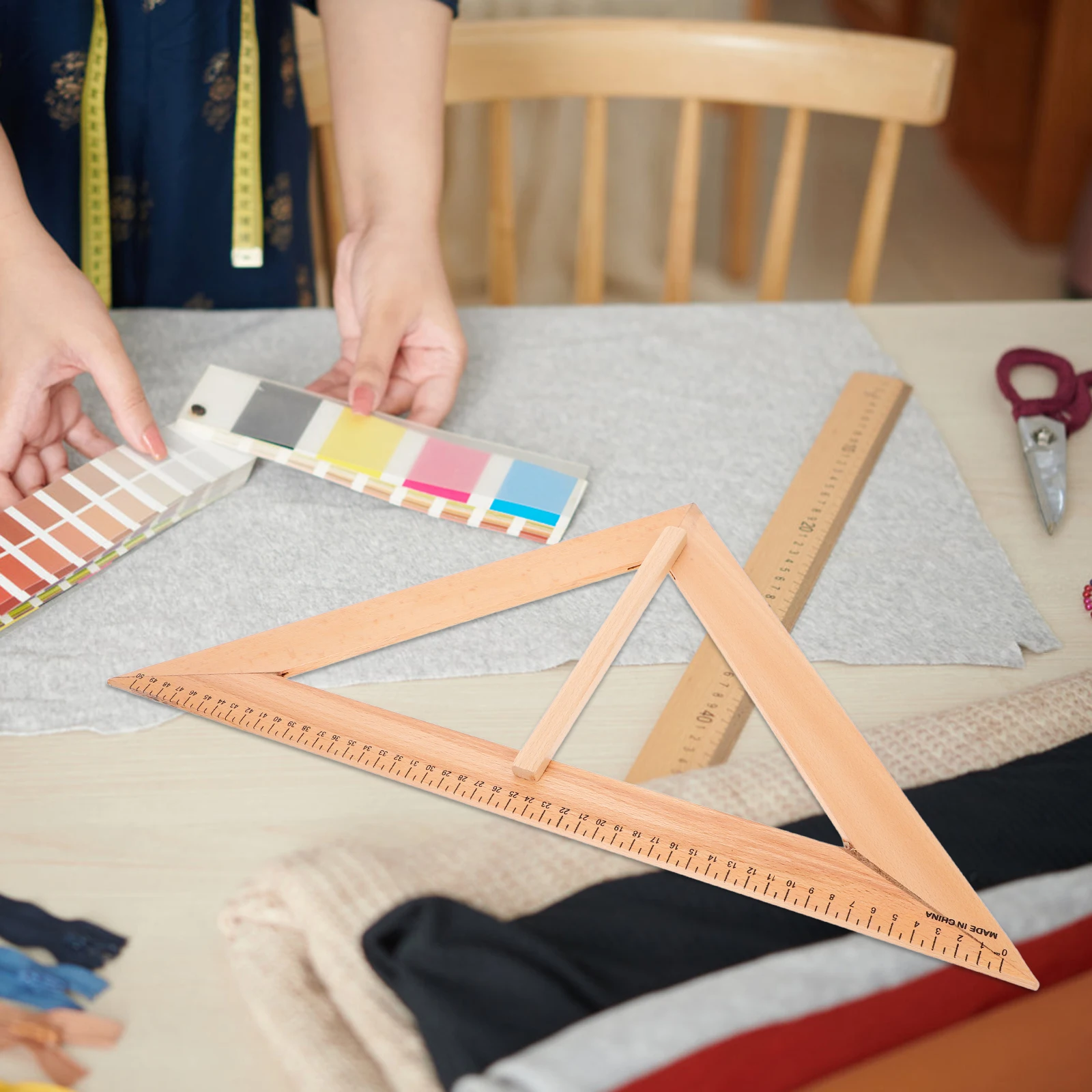 Teaching Protractor Triangle Ruler Math Tools Drawing Instruments 45 Degree Wood Classroom Supplies Teacher Aids Geometric