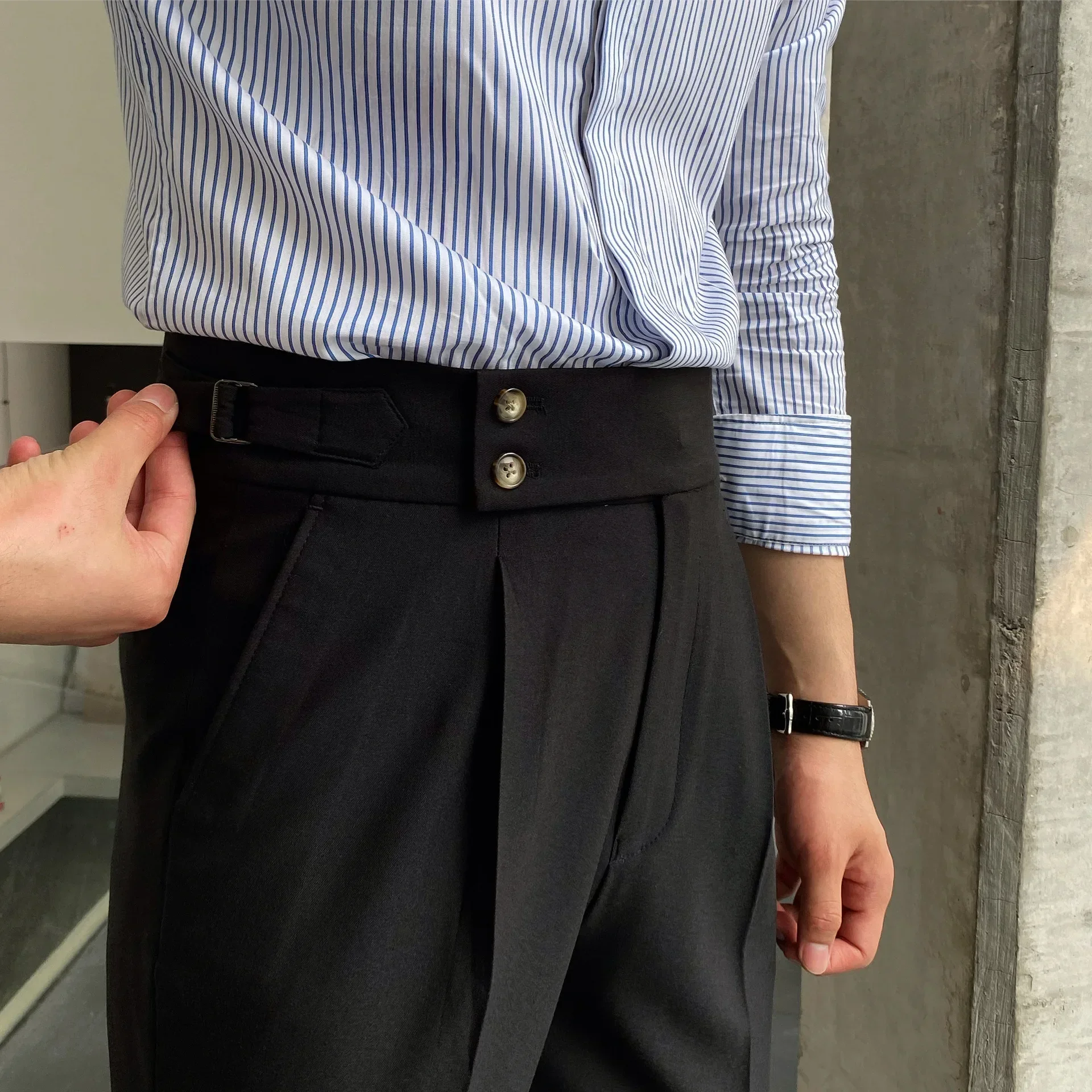 High Quality Men Naples Pants British Fashion High Waisted Straight Casual Pants Spring Autumn Trousers Banquet Dress Wedding