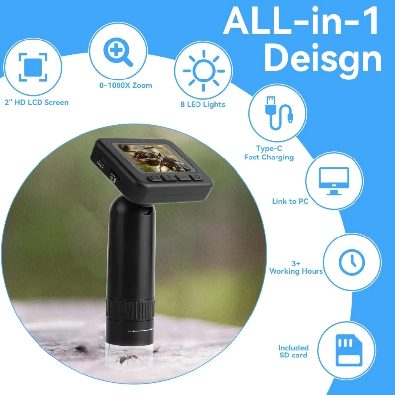 High Clearly Digital Microscope for Electronics Repair and Inspection with Adjustable Magnification and LED Lighting