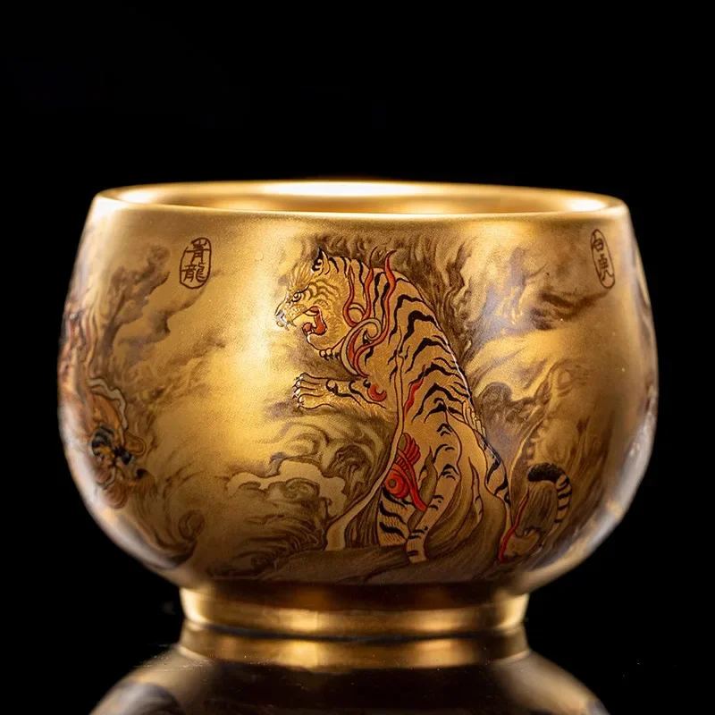 Tea Set Cup Handmade by Chinese Masters, Authentic Gilt Tea Cups, Master Cups, Large Bowls, Gifts for Elders and Leaders