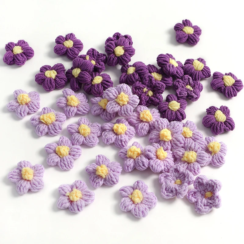 10/20Pcs 4cm Wool Flower Applique for DIY Clothes Hat Shoes Crafts Sewing Supplies Patches Headwear Hair Clips Decor Accessories