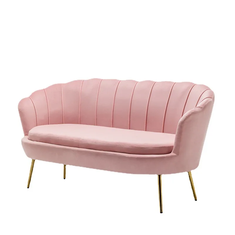 

Elastic high resilience sofa hotel red velvet fabric sectional sofa chair stainless steel sofa frame