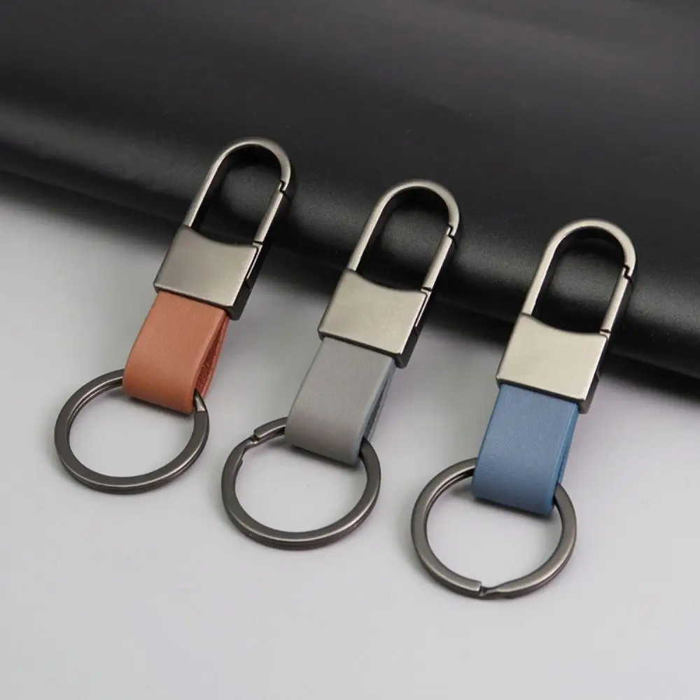 Alloy Leather Fur Keychain Anti-Lost Multifunctional Leather Waist Hanging Key Chain Durable Business Style Car Trinket Keyring