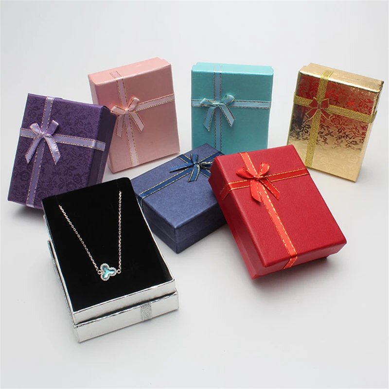 DoreenBeads 9*7*3cm Shiny Jewelry Box Necklaces Earrings Bracelets Boxes Gift Packing Wholesale Display Classic Bowknot 1 Piece