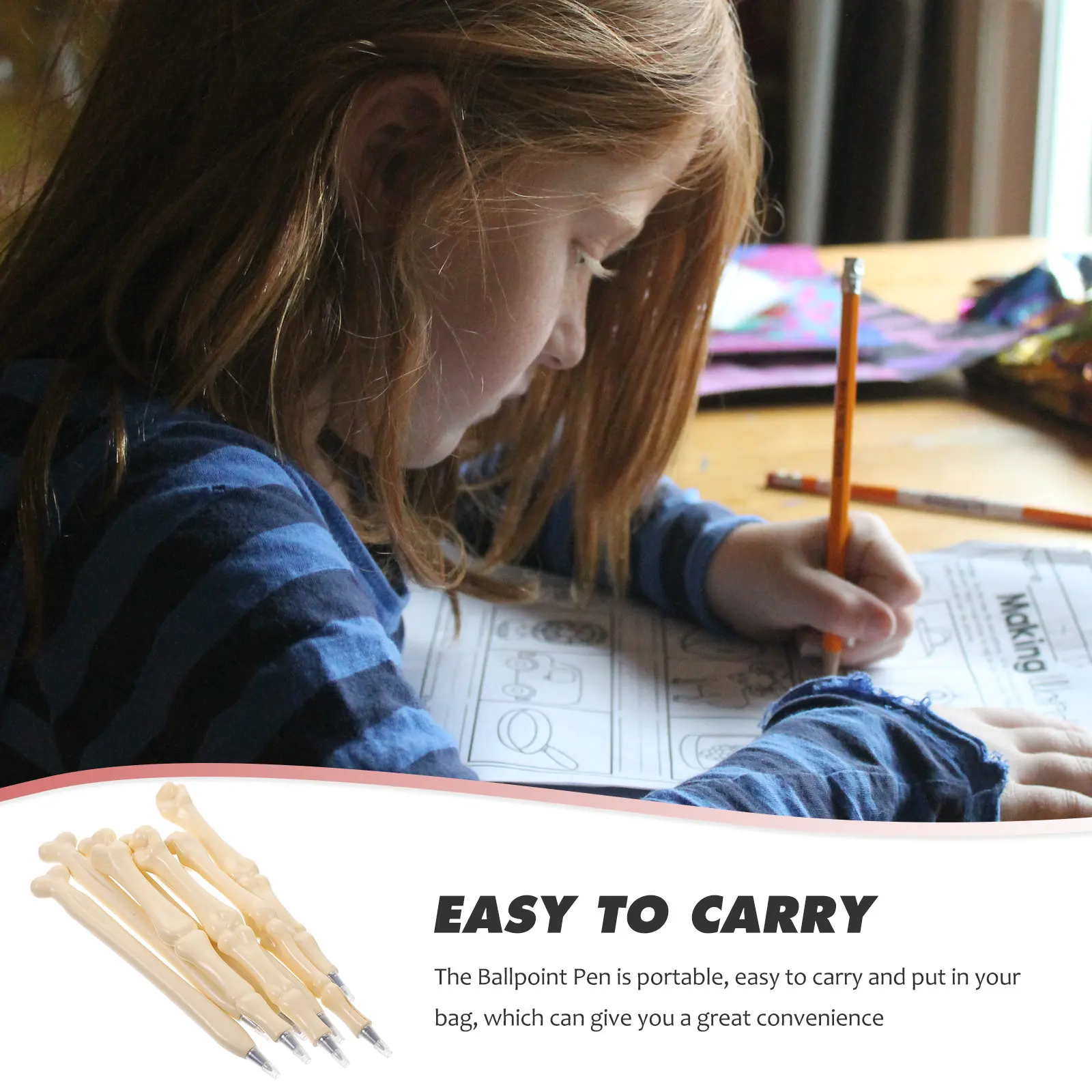 

8Pcs Creative Bone Ballpoint Pens Realistic Design Smooth Writing Students Office School Supplies Goth Office Supplies