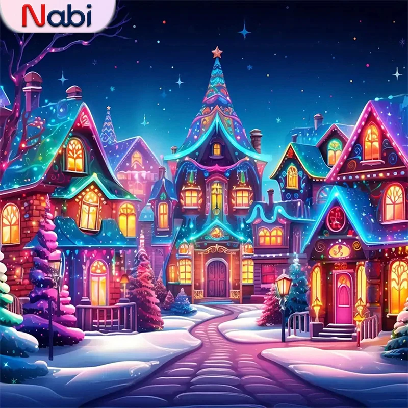 

Nabi 5D DIY алмазная живопись дом полная квадратная круглая мозаика замок пейзаж картина акриловая вышивка зимний декор стен