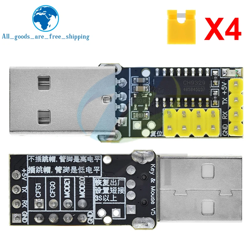 TZT CH9329 Module UART/TTL Serial Port To USB HID Full Keyboard Mouse Driver-Free Game Bevelopment Box