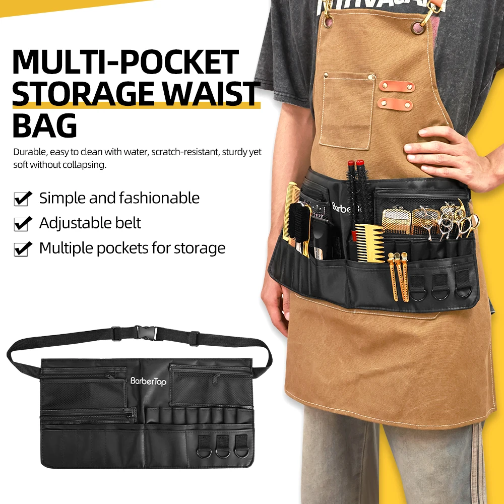 

Professional Barber Makeup Artist Tool Waist Bag, Adjustable Belt Zipper Cosmetic Brush Holder Comb Scissors Storage Pouch