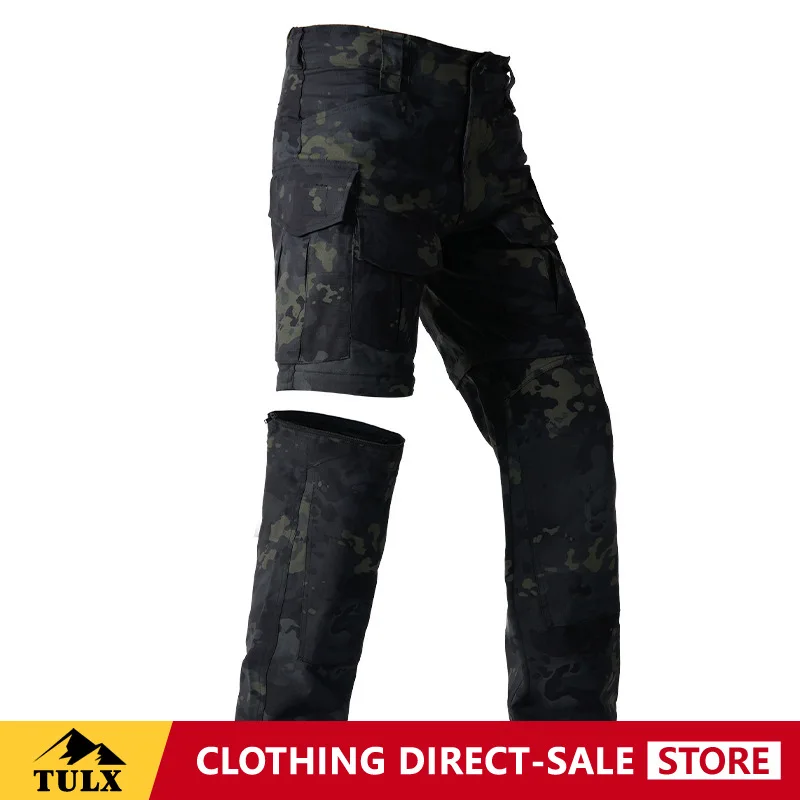 Outdoor Tactical Pants Detachable Legs Anti Splash Features Multiple Pockets Elastic Insertable Knee Pads Suitable All Seasons