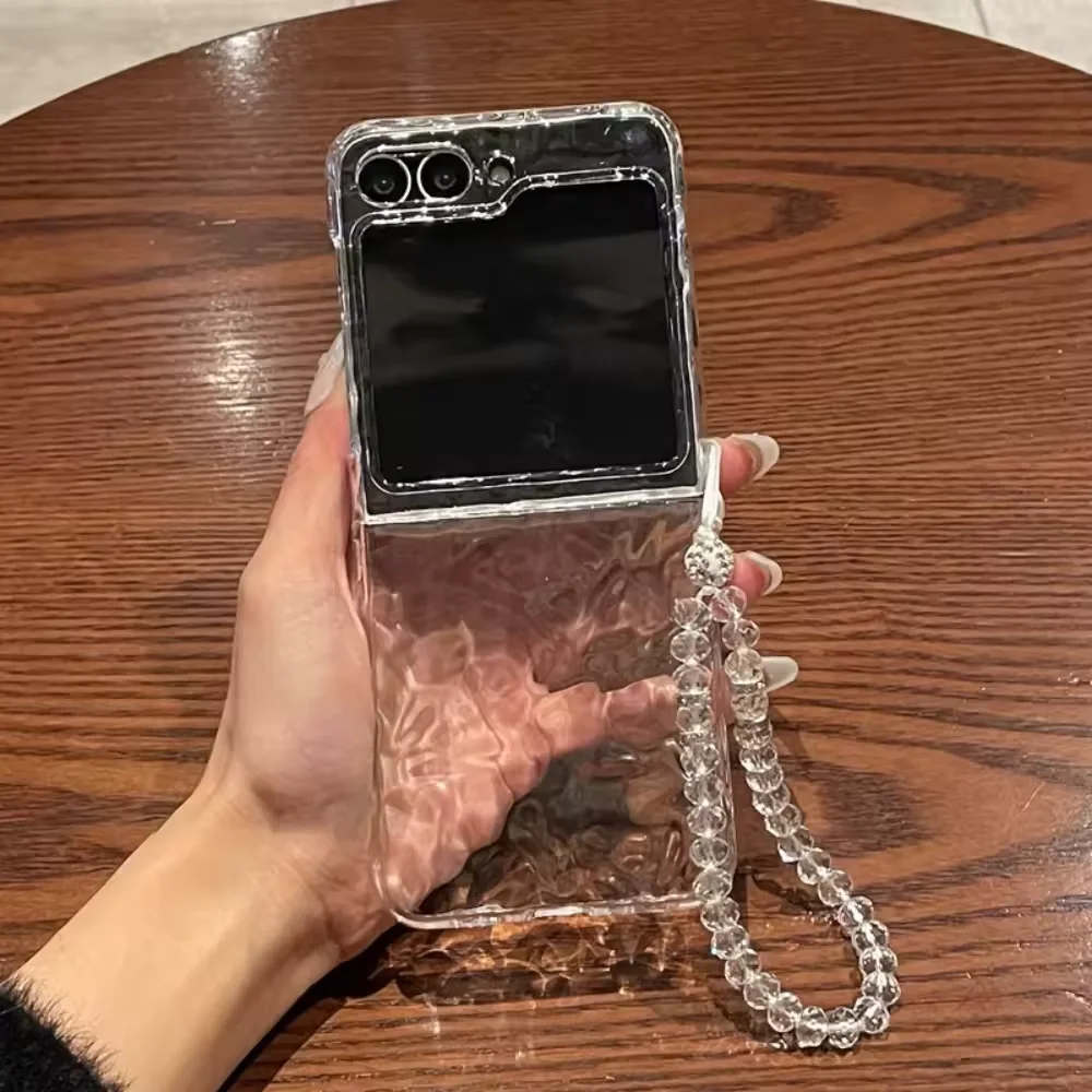 

Роскошный чехол с водной рябью для Samsung Galaxy Z Flip 7 6 5 4 3 Flip7 Flip6 Прозрачный мягкий чехол из ТПУ с бусинами для Samsung Z Flip 7