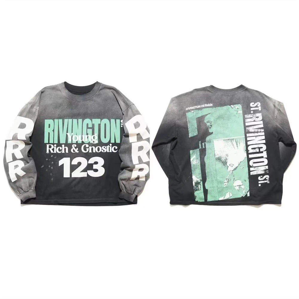 

Washed RRR123 Long Sleeves T-shirt Men Women RRR-123 Tops Tee T Shirt