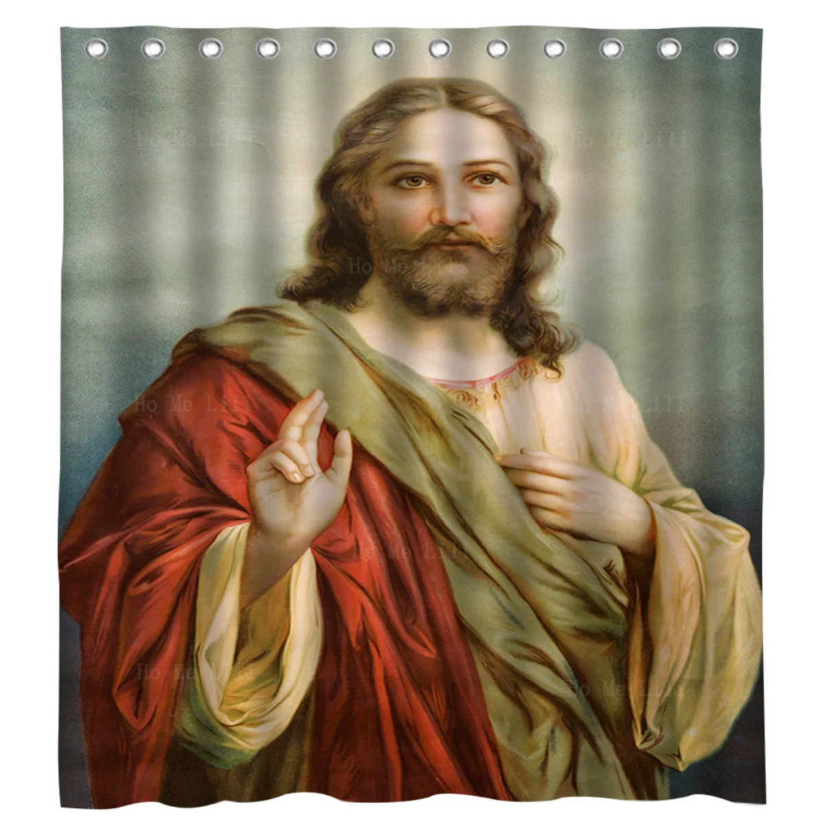 God Christian Poster Nordic Religion Portrait Of Jesus Shower Curtain By Ho Me Lili For Bathroom Decor