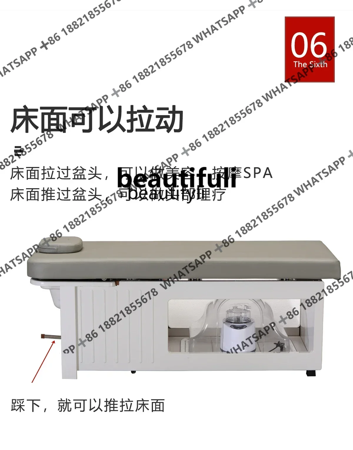 Multifunctional Push Pull Head Treatment Shampoo Beauty Integrated Bed Constant Temperature Water Circulation Fumigation Thai