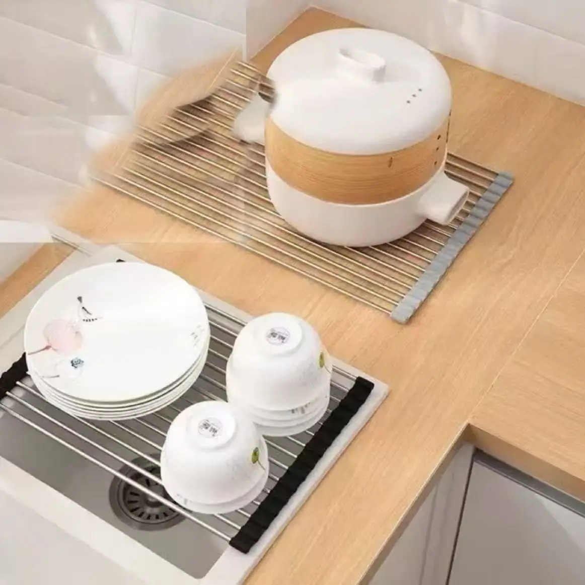 Dish Drain Storage Storage pack Dish Drying Racks Iron Kitchen Utensils Storage With Spout Drain Basket Kitchen Accessories - view 4