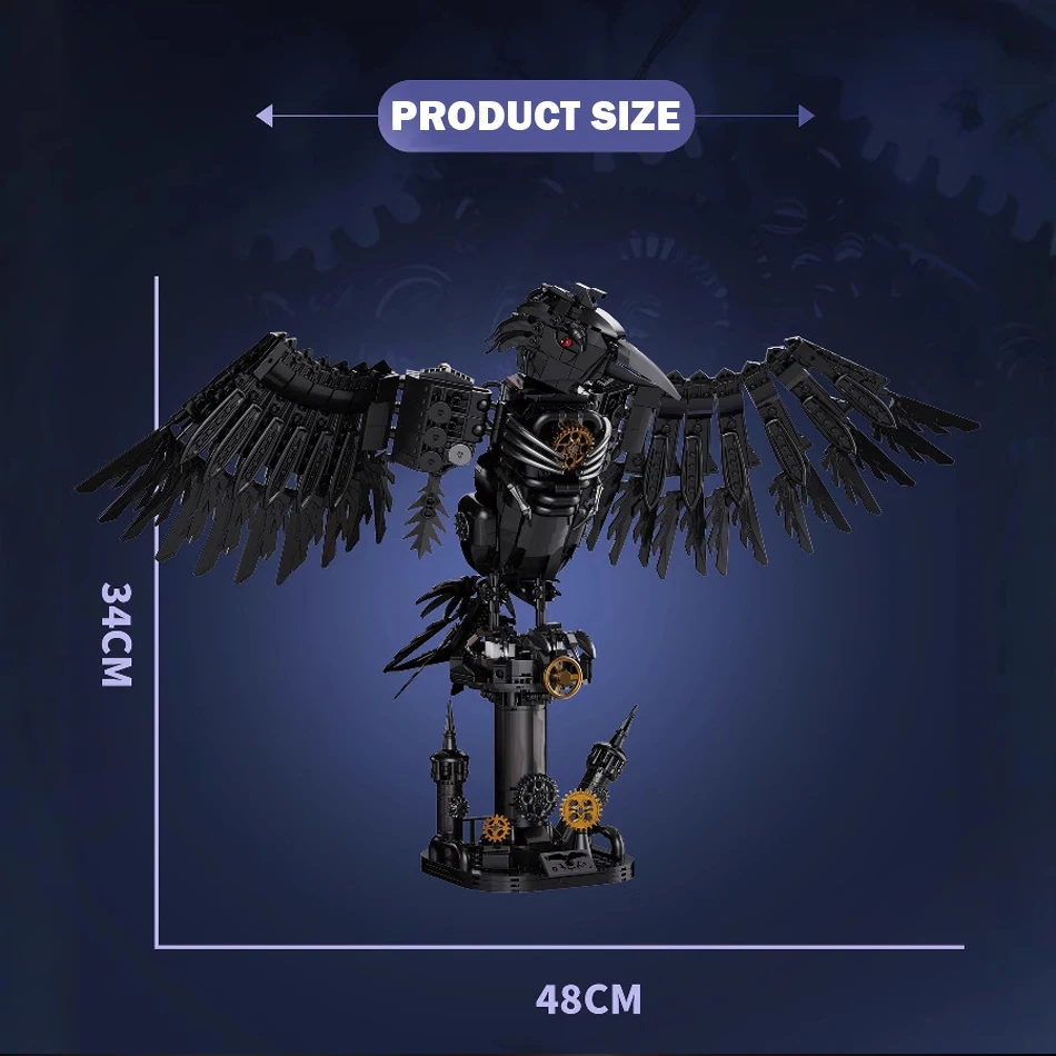 Moc técnico gótico mecânico animais corvo escuro modelo blocos de construção montagem tijolos brinquedos ornamentos desktop crianças adultos presentes